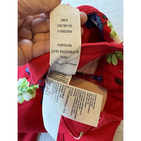 Hollister Juniors Floral Ankle Pants Red Blue Green Size 0 Waist 24 - Picture 6 of 9